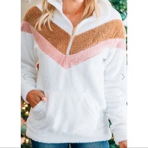 Catching the Vibes White chevron Pullover